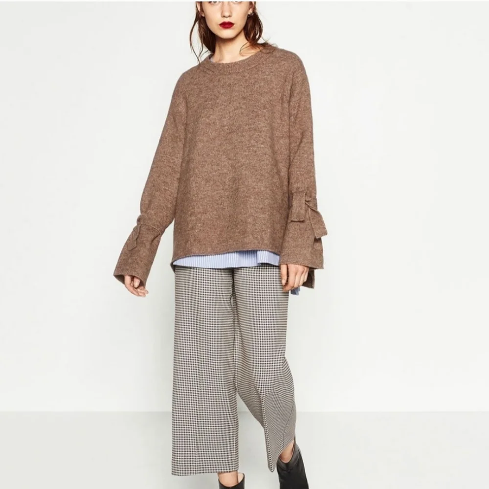 Zara Knit Tie Sleeve Sweater - Picture 5 of 15